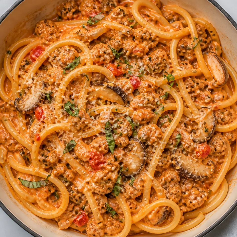 Roasted Red Pepper Italian Sausage Pasta — serving inspiration