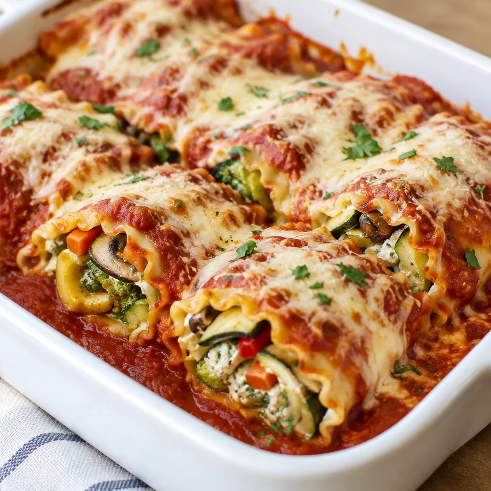 Roasted Vegetable Lasagna Roll Ups — serving inspiration