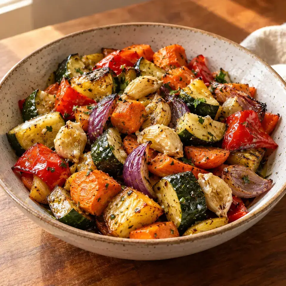 Roasted Vegetables with Smashed Garlic — serving inspiration