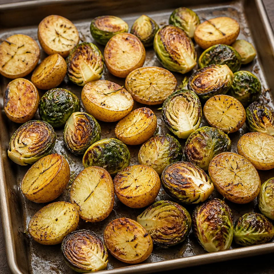Rosemary Balsamic Baby Potatoes and Brussels Sprouts — serving inspiration