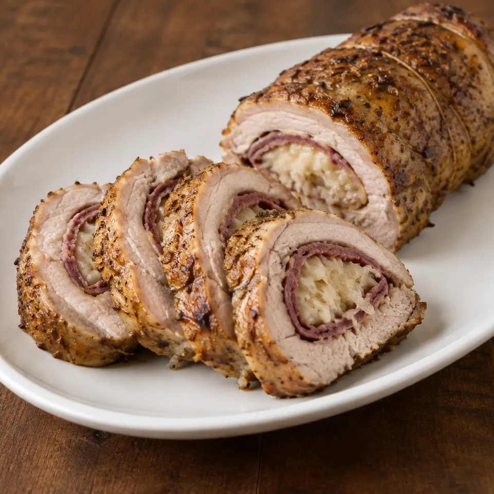 Rueben Stuffed Pork Tenderloin — serving inspiration