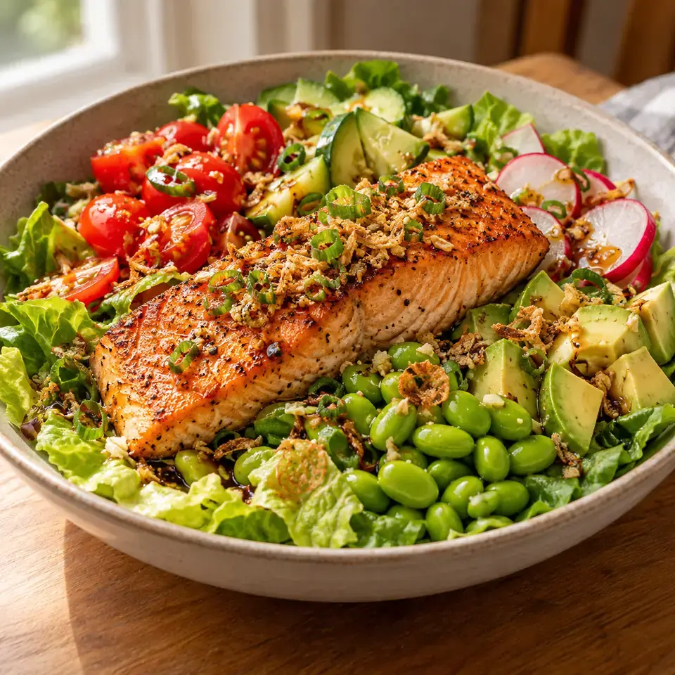 Salmon Salad with Asian Ginger Sesame Dressing — serving inspiration