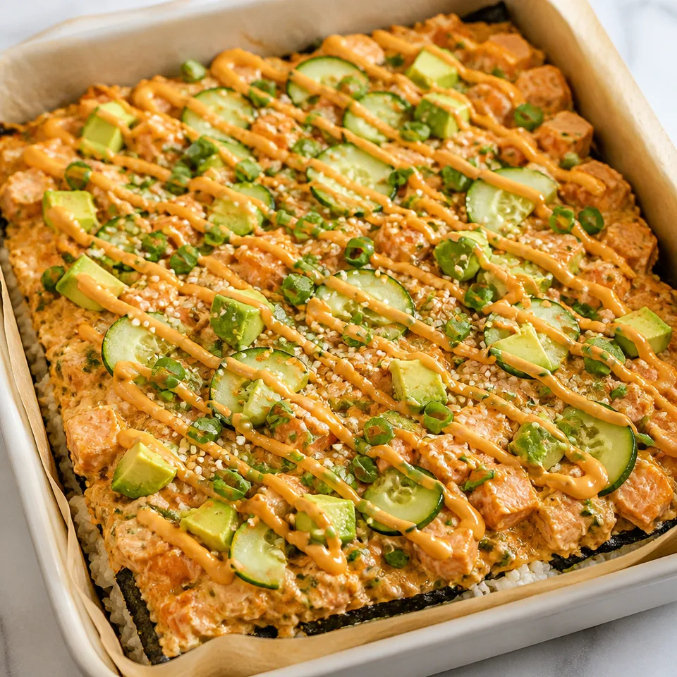 Salmon Sushi Bake — serving inspiration