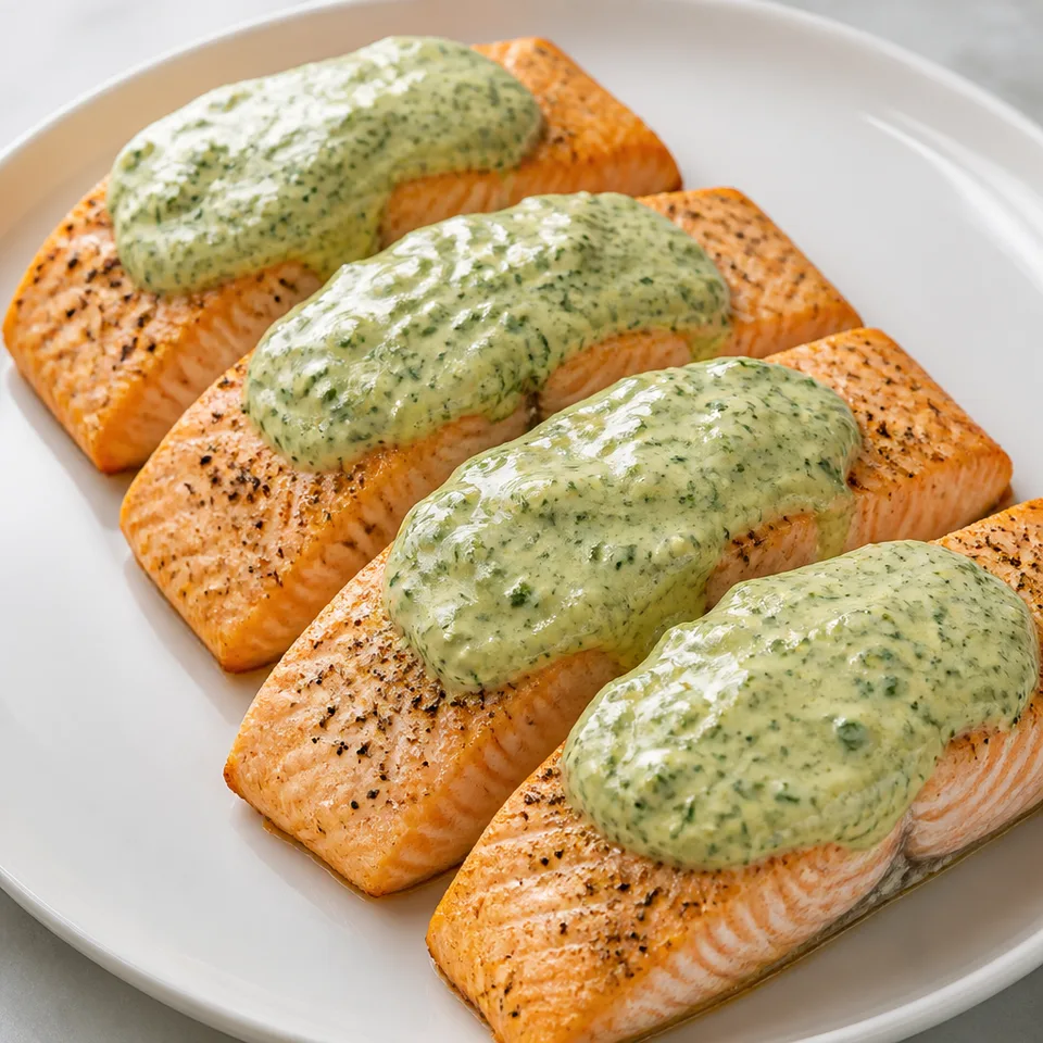 Salmon with Mustard- Herb Sauce — serving inspiration
