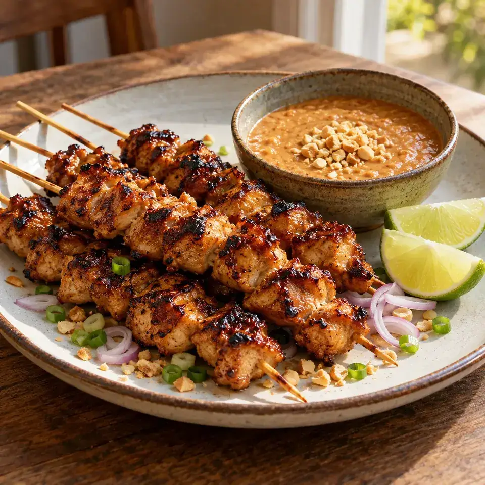 Satay Chicken with Restaurant Style Peanut Sauce (Indonesian/Bali style) — serving inspiration