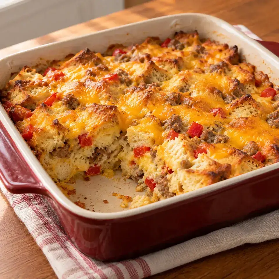 Sausage Cheddar Breakfast Strata — serving inspiration