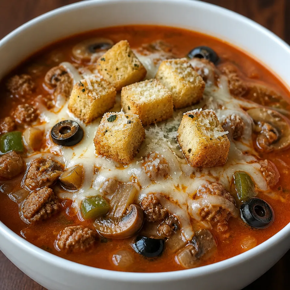 Sausage Combo Pizza Soup — serving inspiration