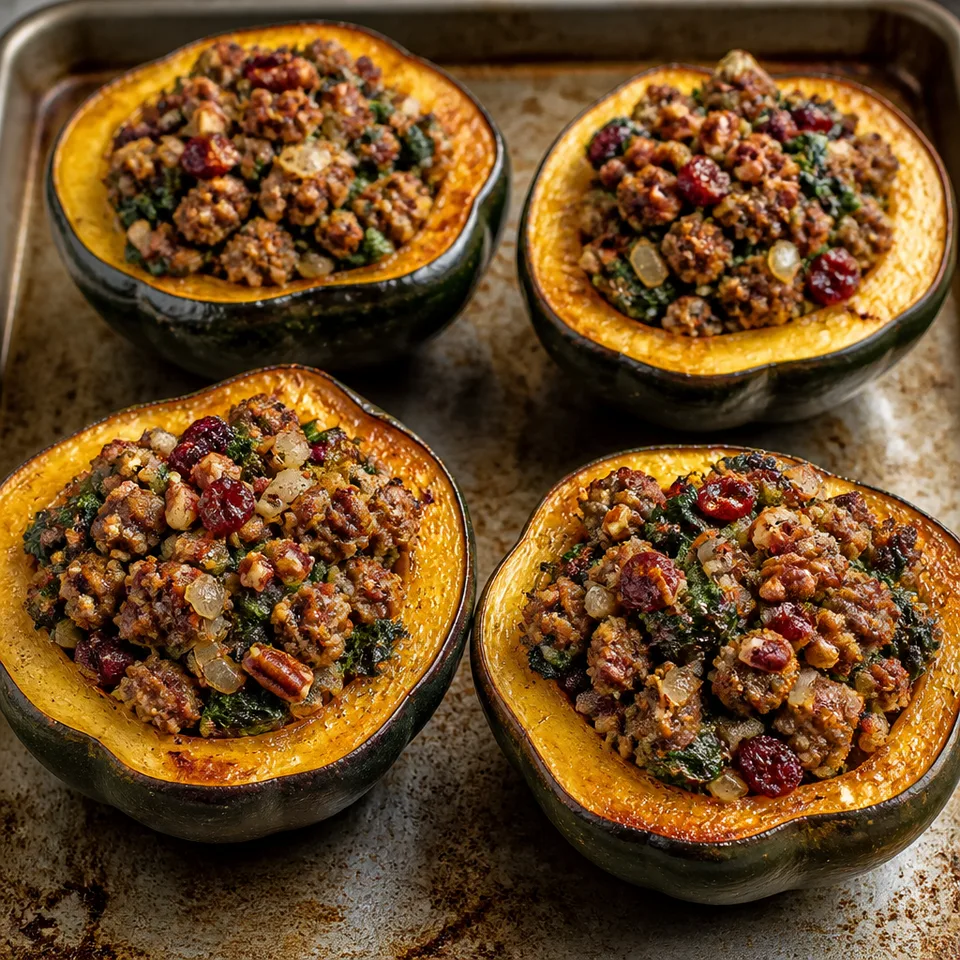 Sausage Stuffed Acorn Squash — serving inspiration