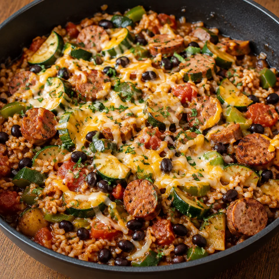 Sausage Zucchini and Brown Rice Skillet (One Pan Recipe) — serving inspiration