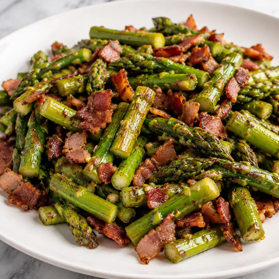 Sautéed Garlic Asparagus with Bacon — serving inspiration