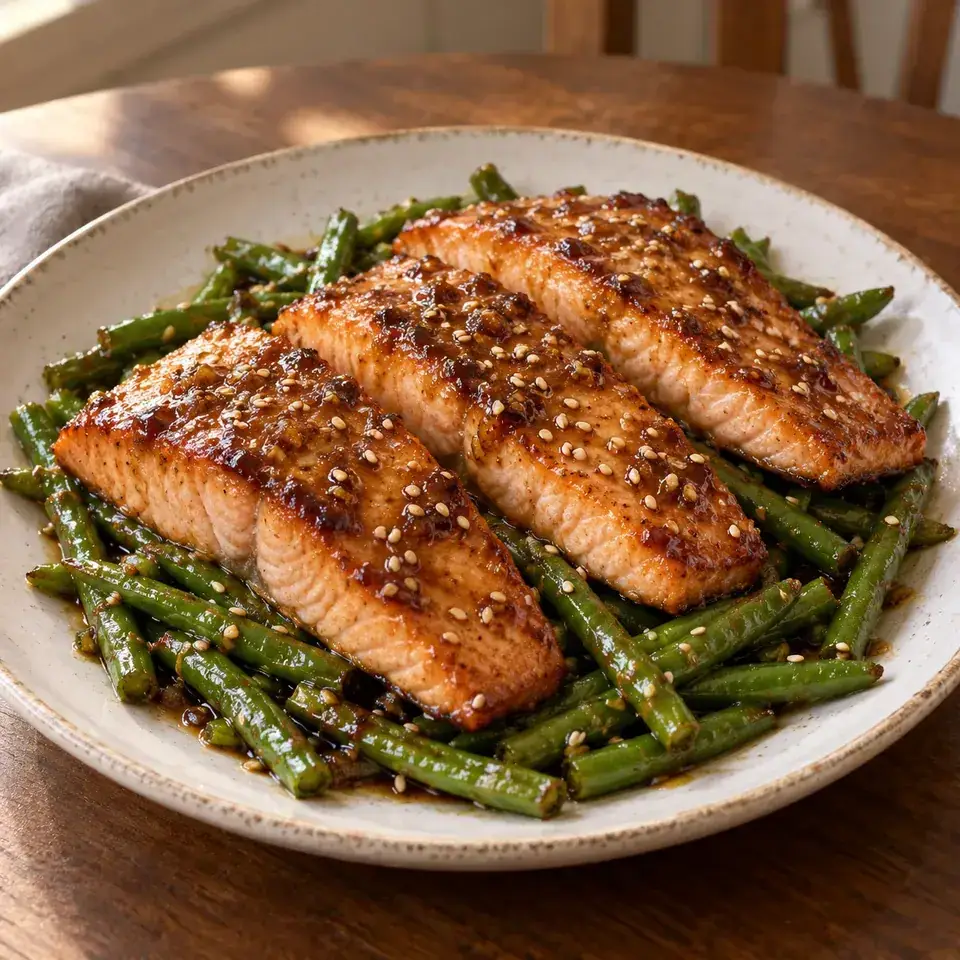 Sesame Glazed Salmon and Green Beans — serving inspiration