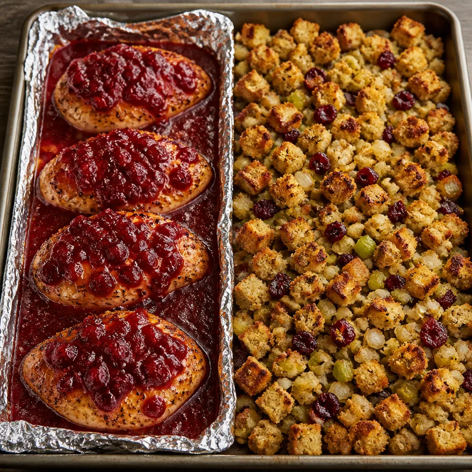 Sheet Pan Cranberry Chicken and Stuffing — serving inspiration