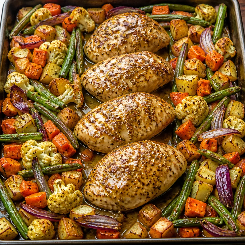 Sheet Pan Honey Mustard Chicken and Veggies — serving inspiration