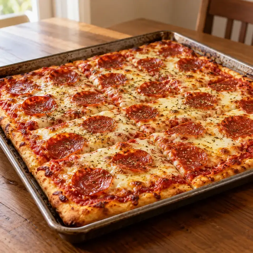 Sheet-pan pepperoni pizza — serving inspiration