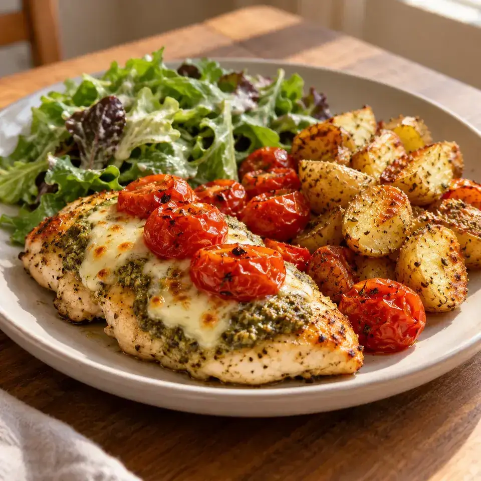 Sheet Pan Pesto Chicken Dinner — serving inspiration