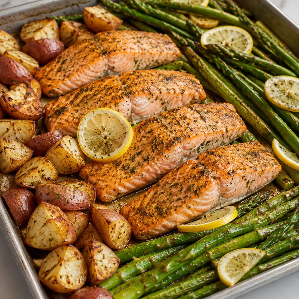 Sheet Pan Salmon and Asparagus with Potatoes — serving inspiration