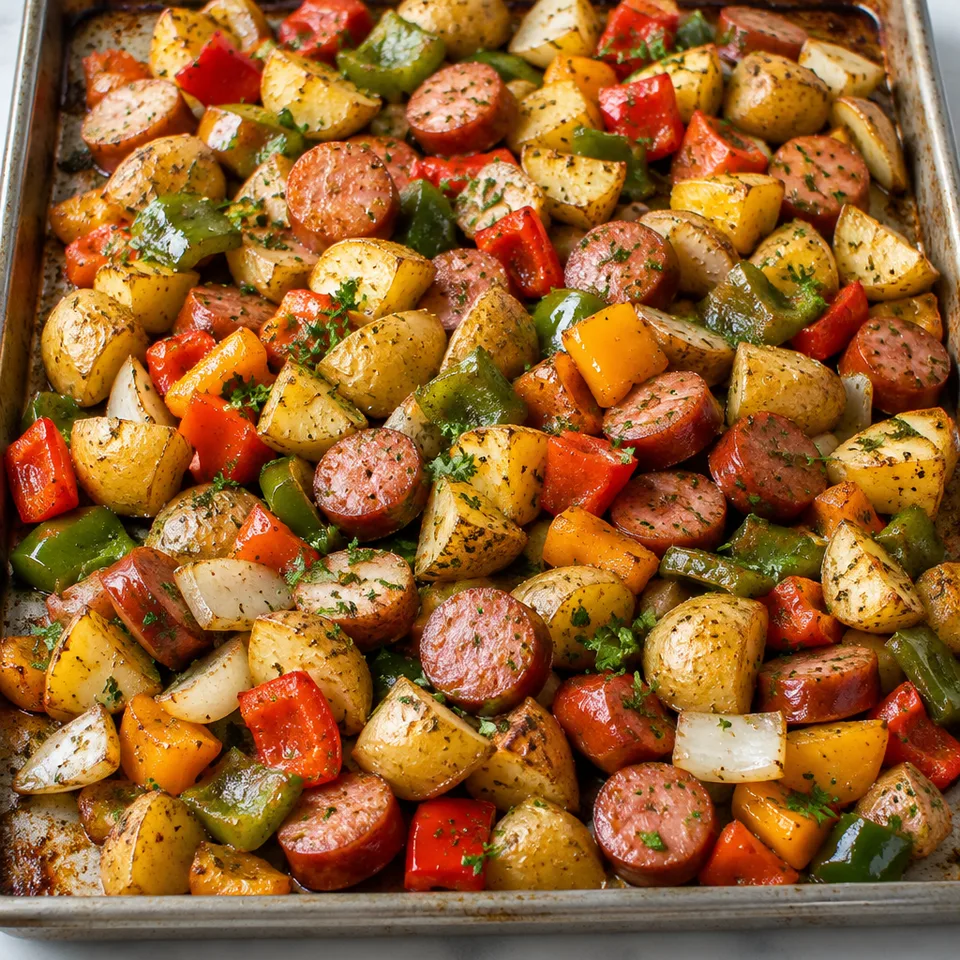Sheet Pan Turkey Sausage, Potato and Pepper Hash — serving inspiration