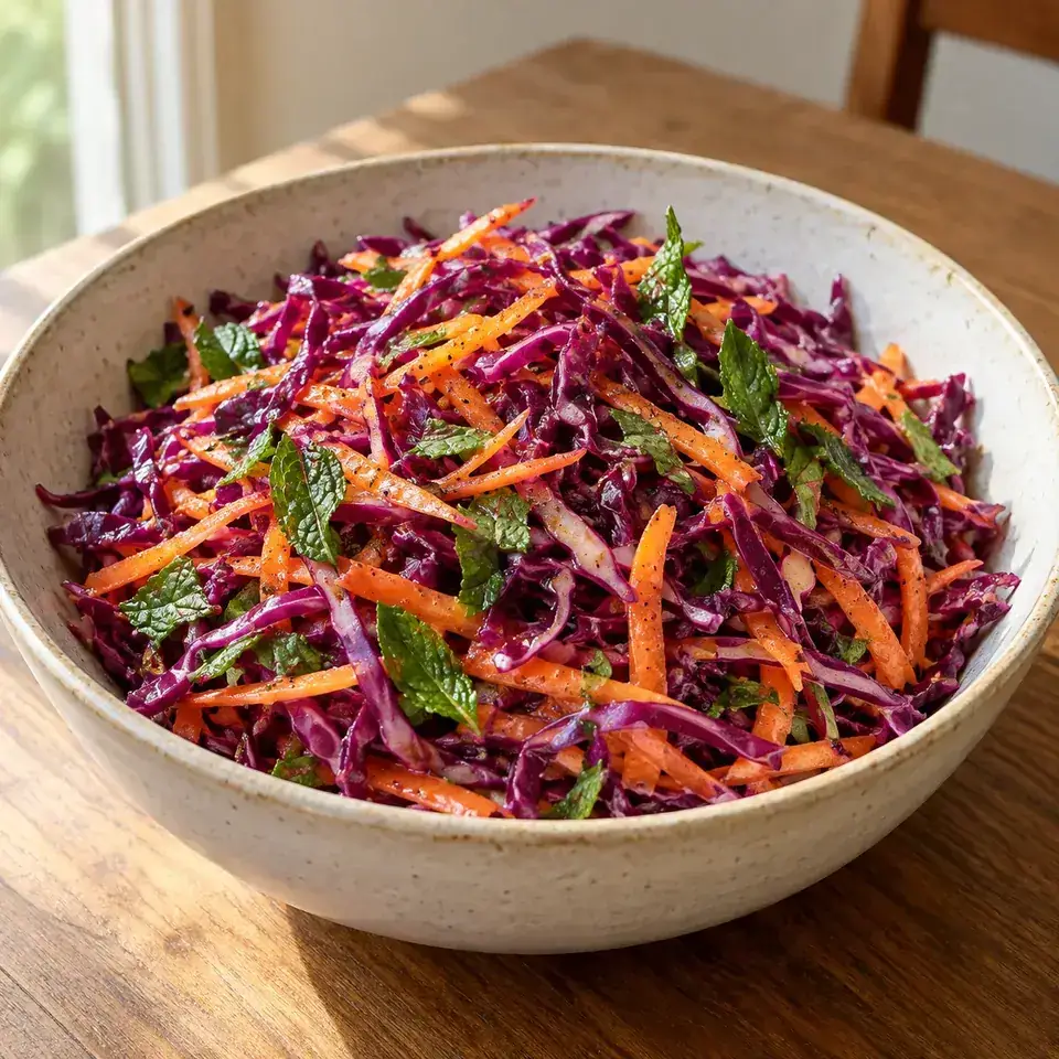 Shredded Red Cabbage, Carrot and Mint Salad — serving inspiration