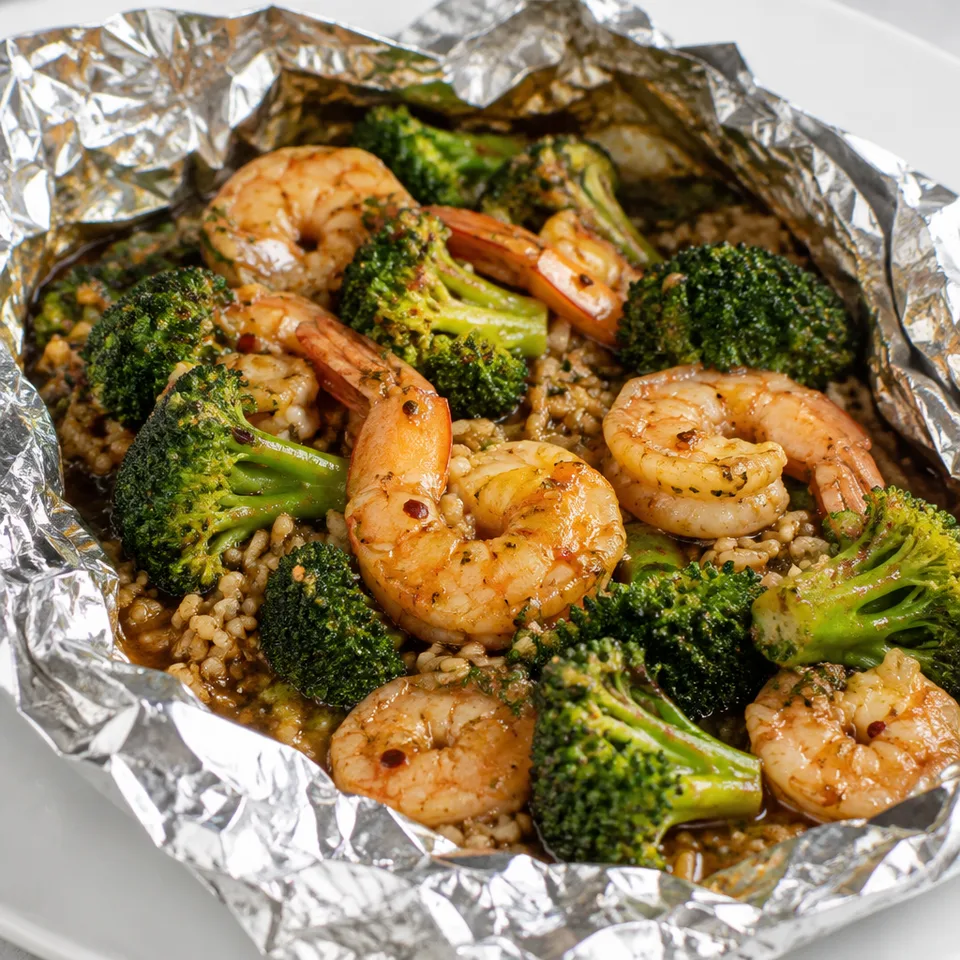 Shrimp Foil Packets with Broccoli and Rice — serving inspiration