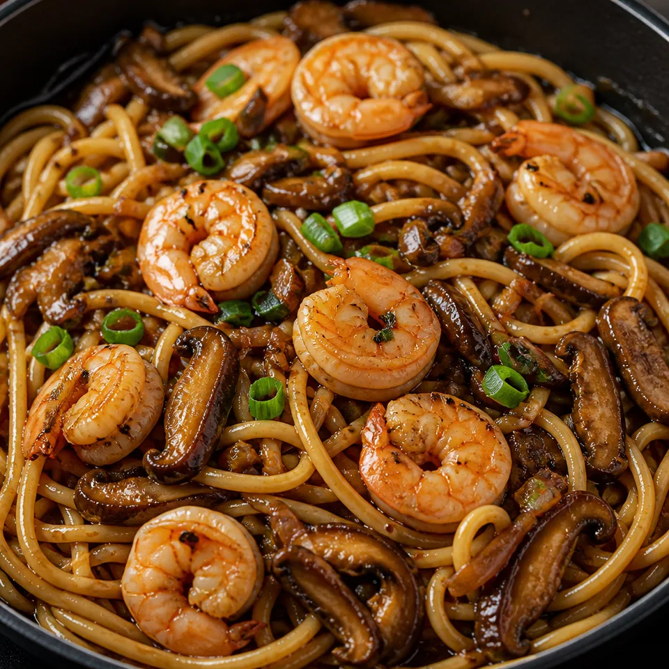 Shrimp Shiitake Noodles — serving inspiration