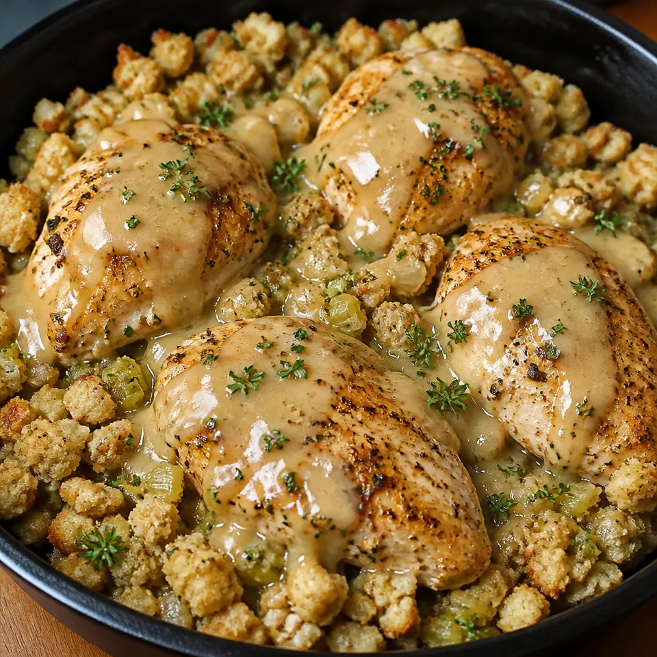 Skillet Chicken and Stuffing — serving inspiration