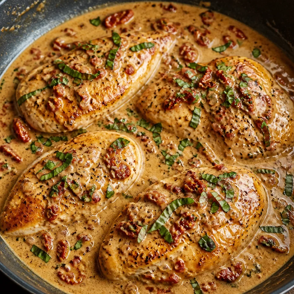 Skillet Chicken with Creamy Sun Dried Tomato Sauce — serving inspiration
