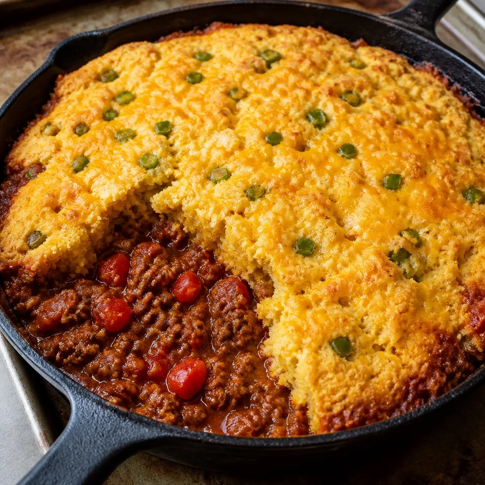 Skillet Chili with Jalapeño Cheddar Cornbread Crust — serving inspiration