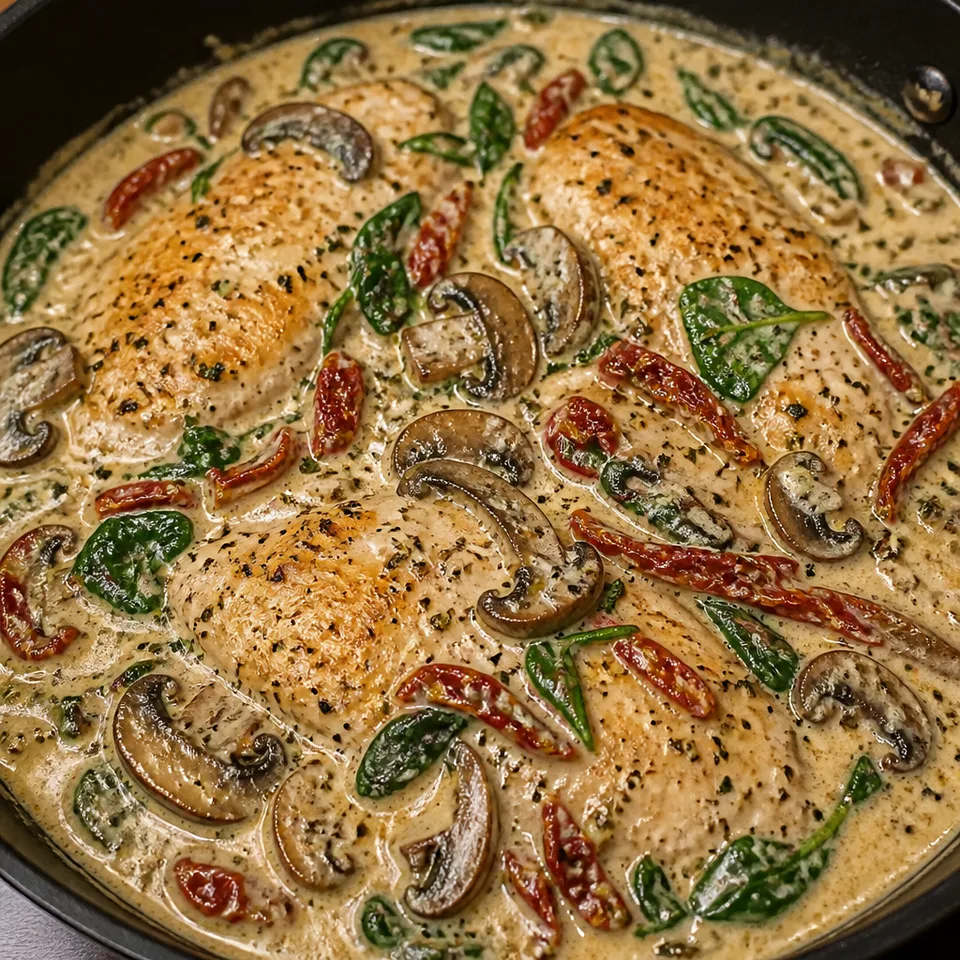 Skillet Creamy Chicken Mushroom Florentine — serving inspiration