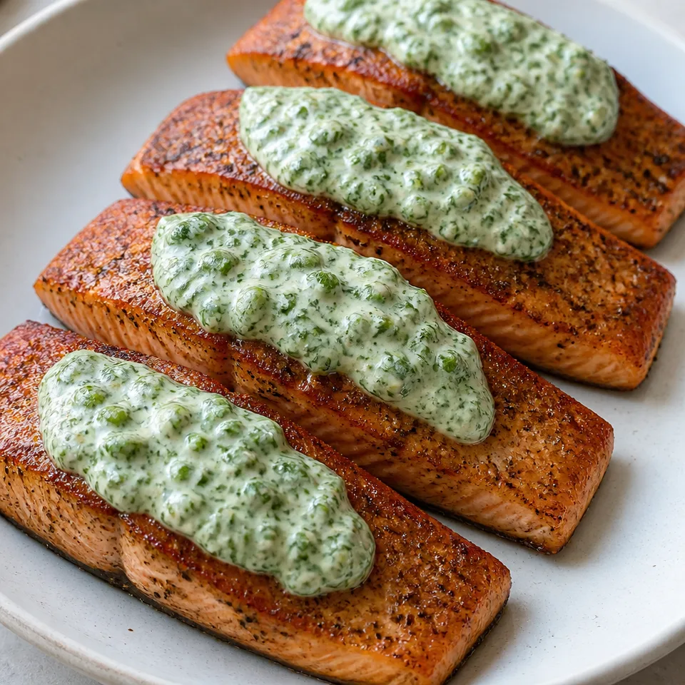 Skillet Seared Salmon with Creamy Cilantro Lime Sauce — serving inspiration