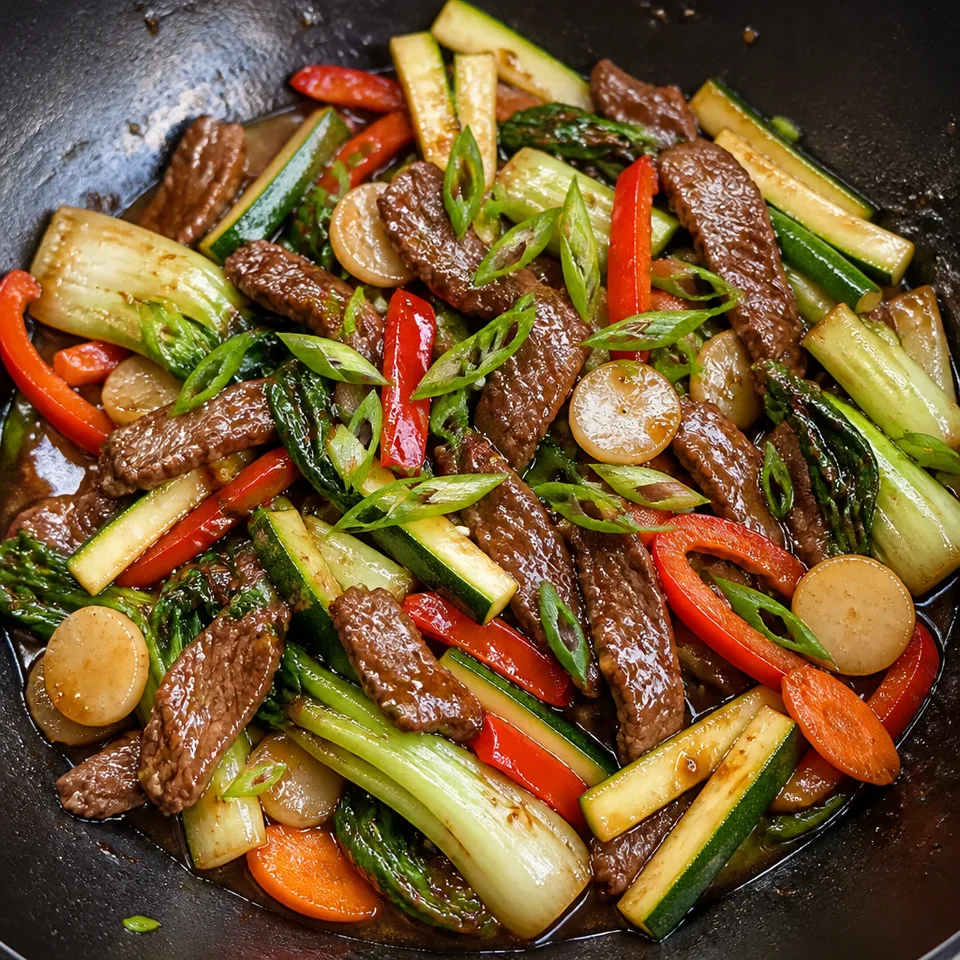 Skirt Steak, Baby Bok Choy and Zucchini Stir-Fry — serving inspiration