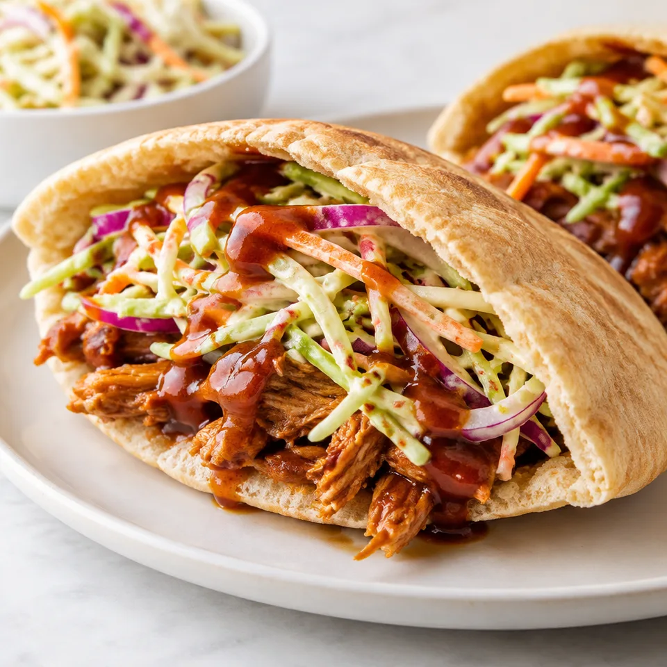 {Slow Cooker} Memphis Pork Pitas with Southwest Slaw — serving inspiration