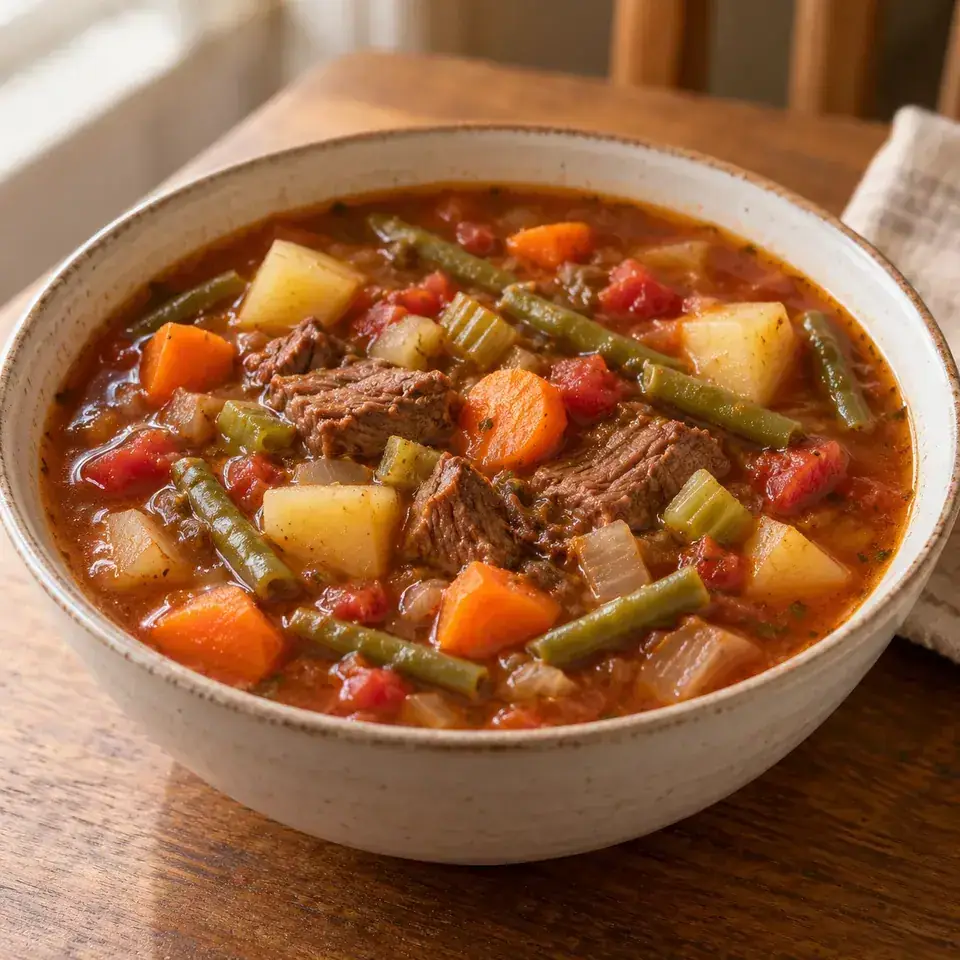Slow Cooker Vegetable Beef Soup — serving inspiration