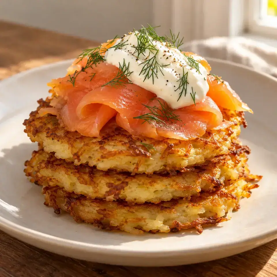 Smoked Salmon Potato Rosti Stack — serving inspiration
