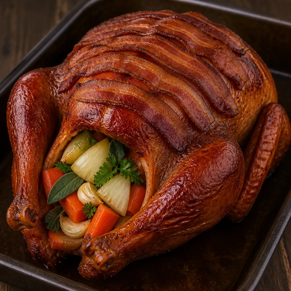 Smoked Turkey with Garlic and Bacon — serving inspiration