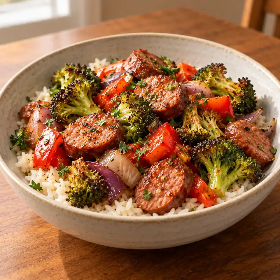 Smoky Roasted Sausage and Vegetables — serving inspiration