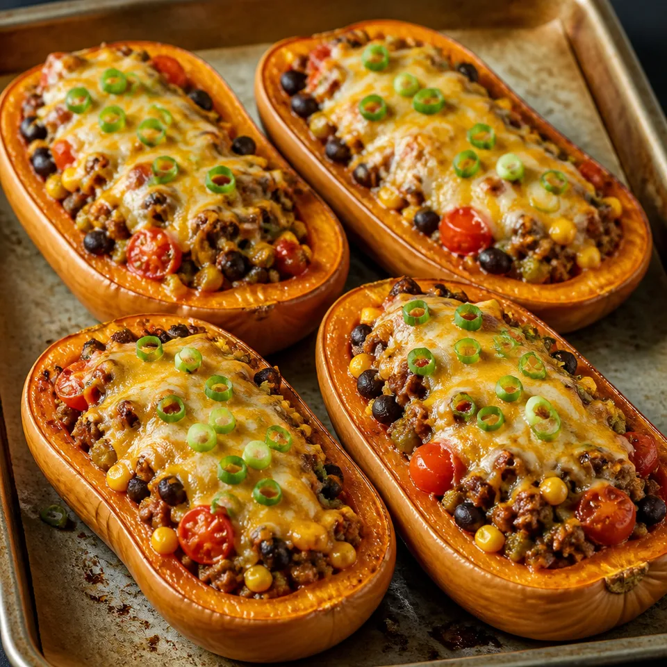 Southwestern Ground Beef Stuffed Butternut Squash — serving inspiration