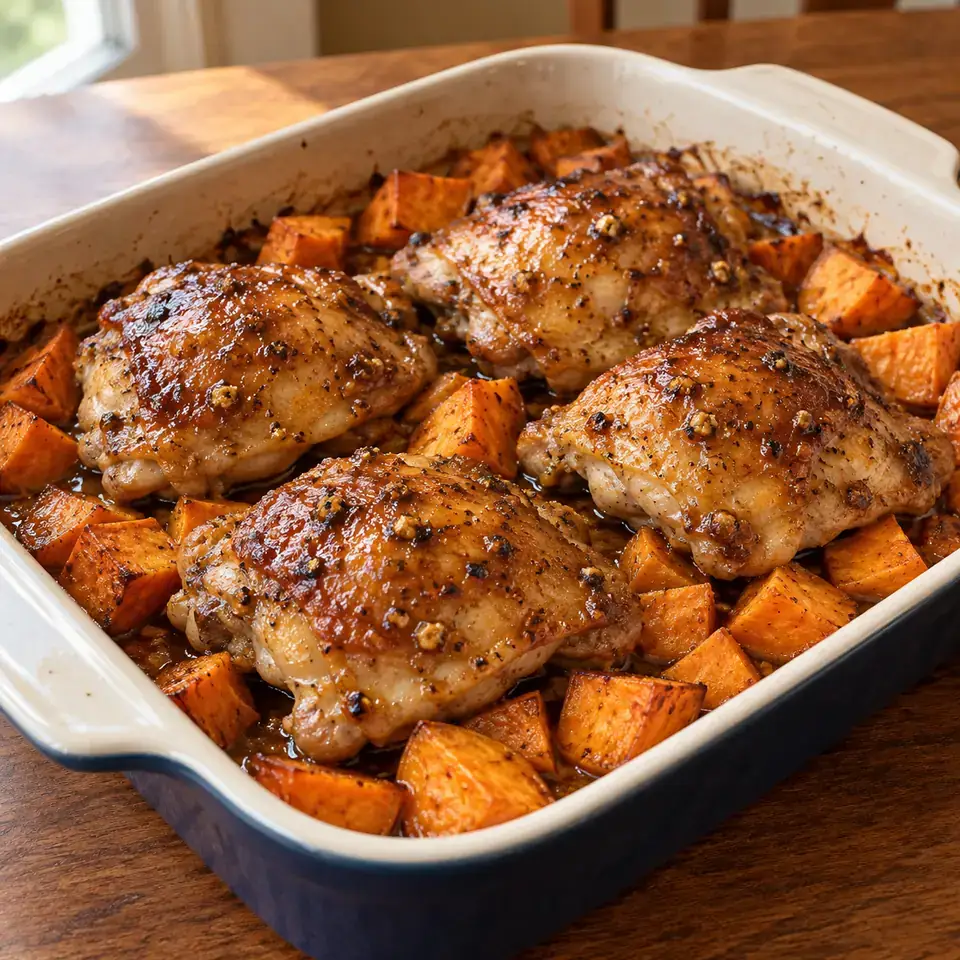 Soy Dijon Chicken Thighs with Sweet Potatoes — serving inspiration
