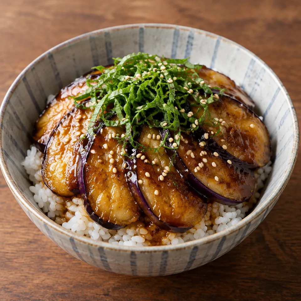 Soy-Glazed Eggplant Donburi — serving inspiration