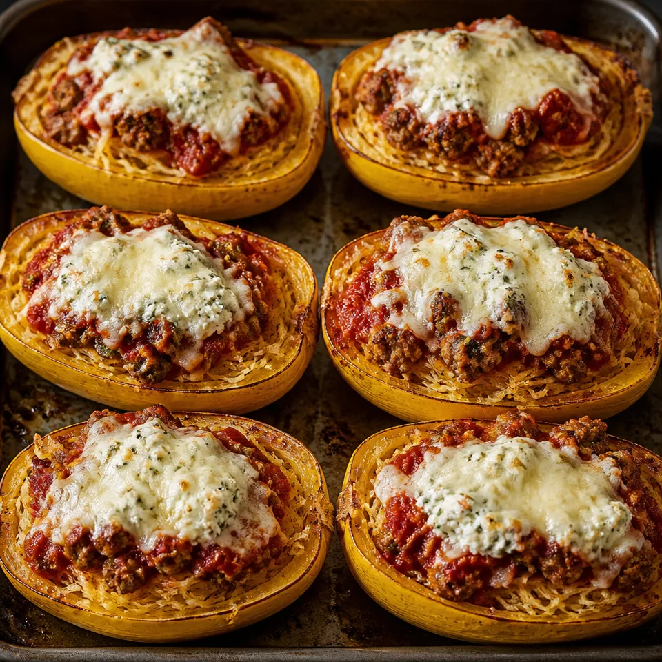 Spaghetti Squash Sausage Lasagna Boats — serving inspiration