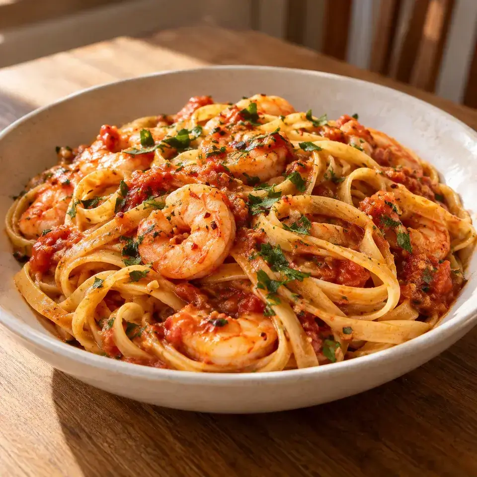 Spicy Chilli Prawn Pasta (Shrimp) — serving inspiration