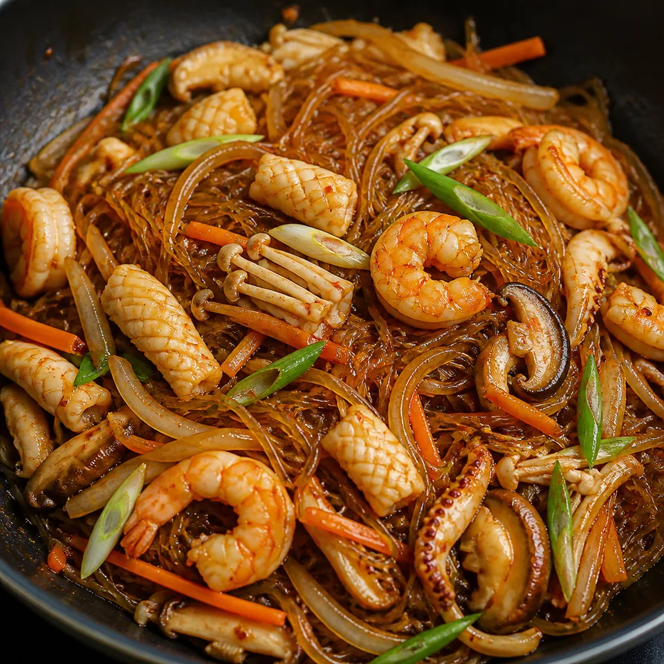 Spicy Seafood Japchae — serving inspiration