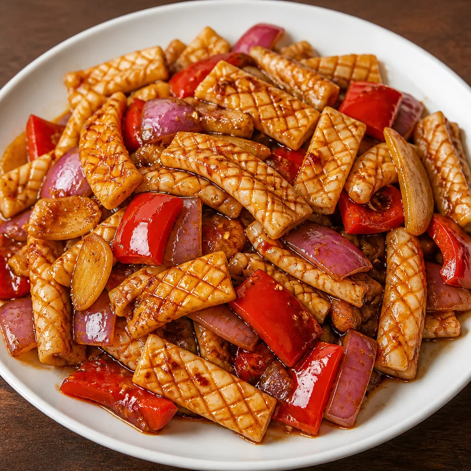 Spicy Squid Stir Fry (爆炒鱿鱼) — serving inspiration