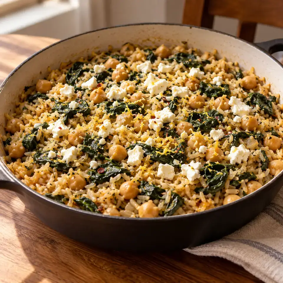 Spinach and Chickpea Rice Pilaf — serving inspiration