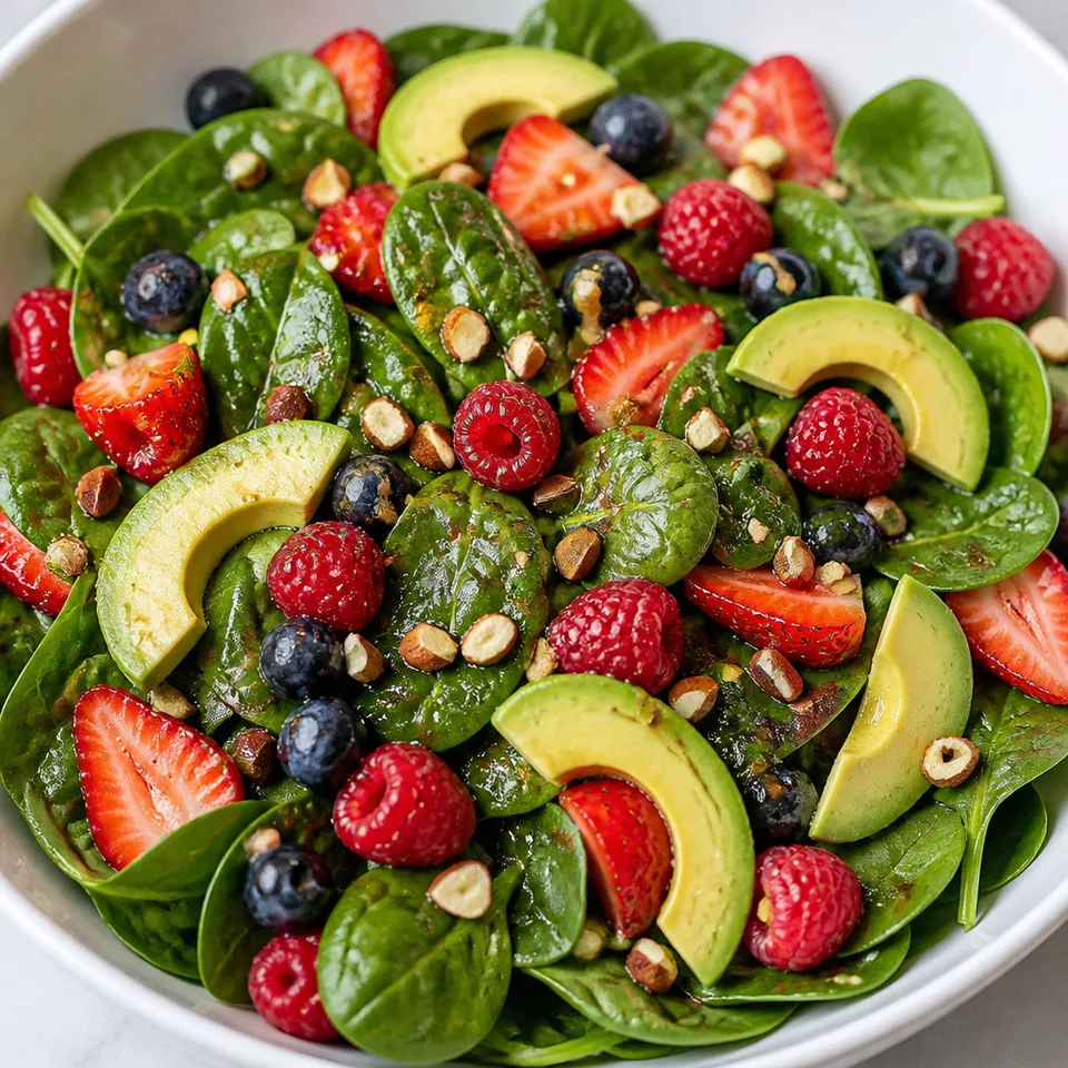 Spinach Avocado Salad with Berries — serving inspiration
