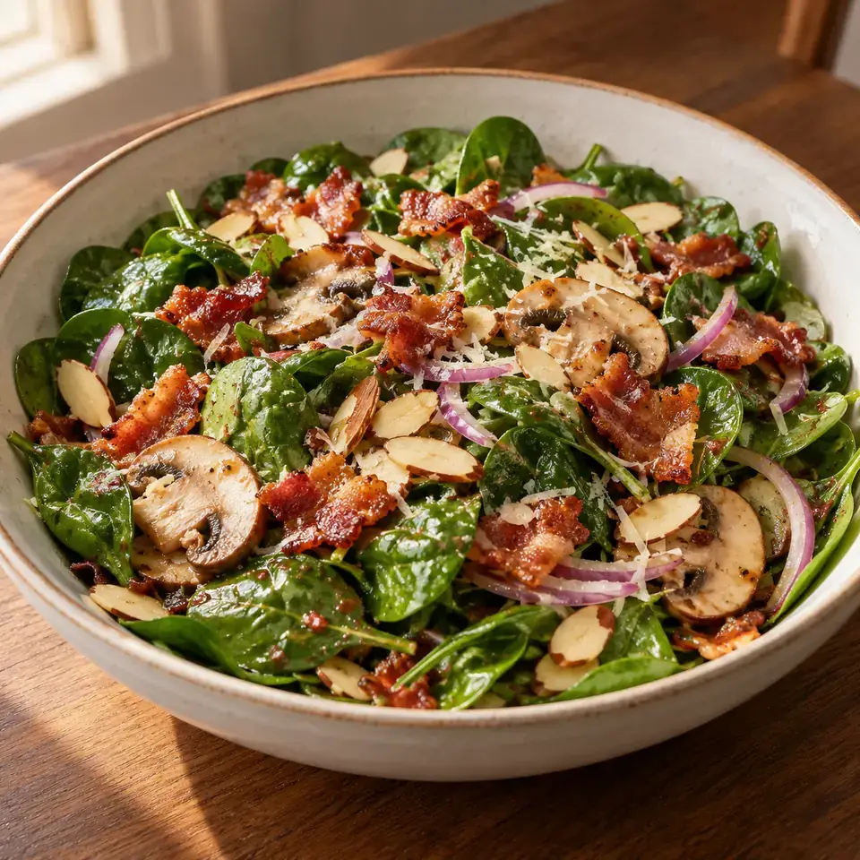 Spinach Salad with Warm Bacon Dressing — serving inspiration