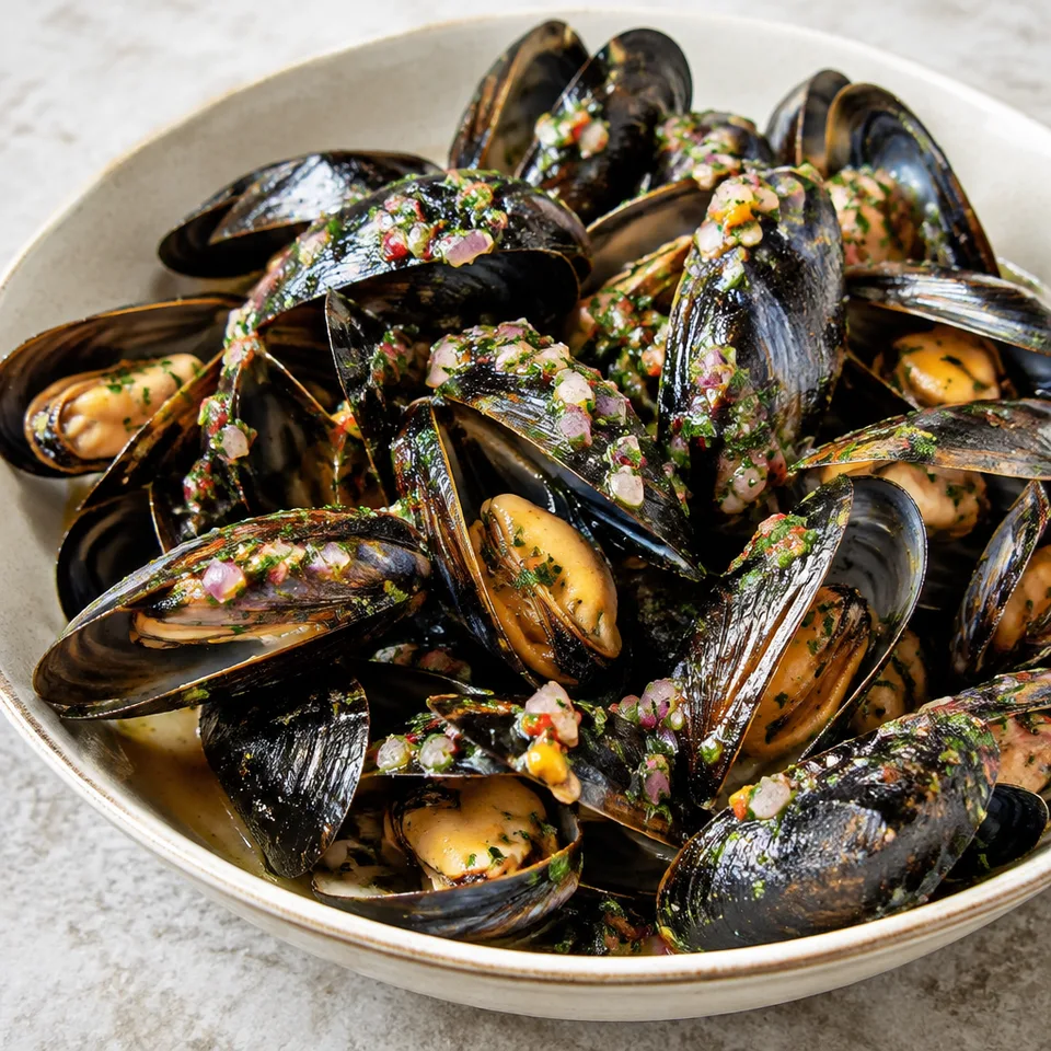 Steamed Mussels with Piri Piri Sauce — serving inspiration