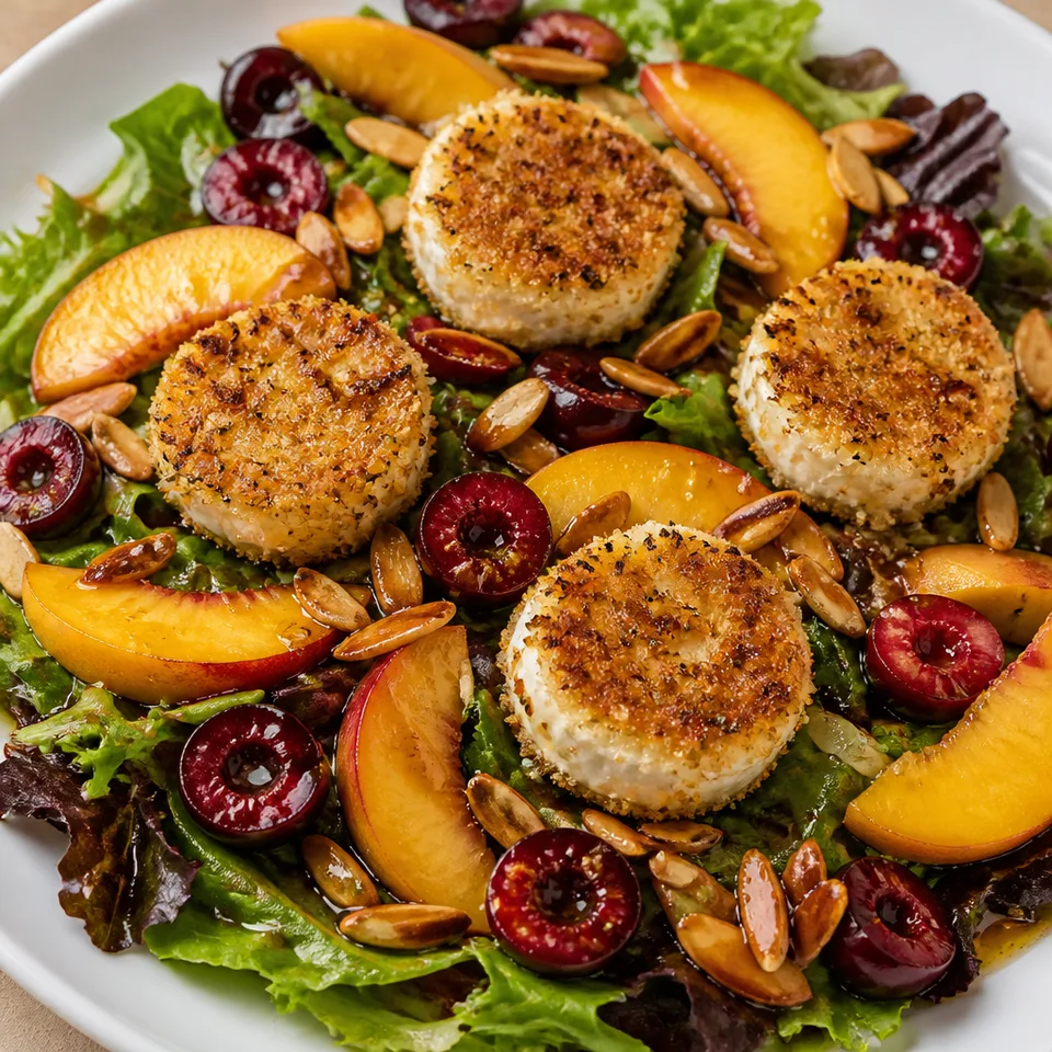 Stone Fruit Salad with Fried Goat Cheese — serving inspiration