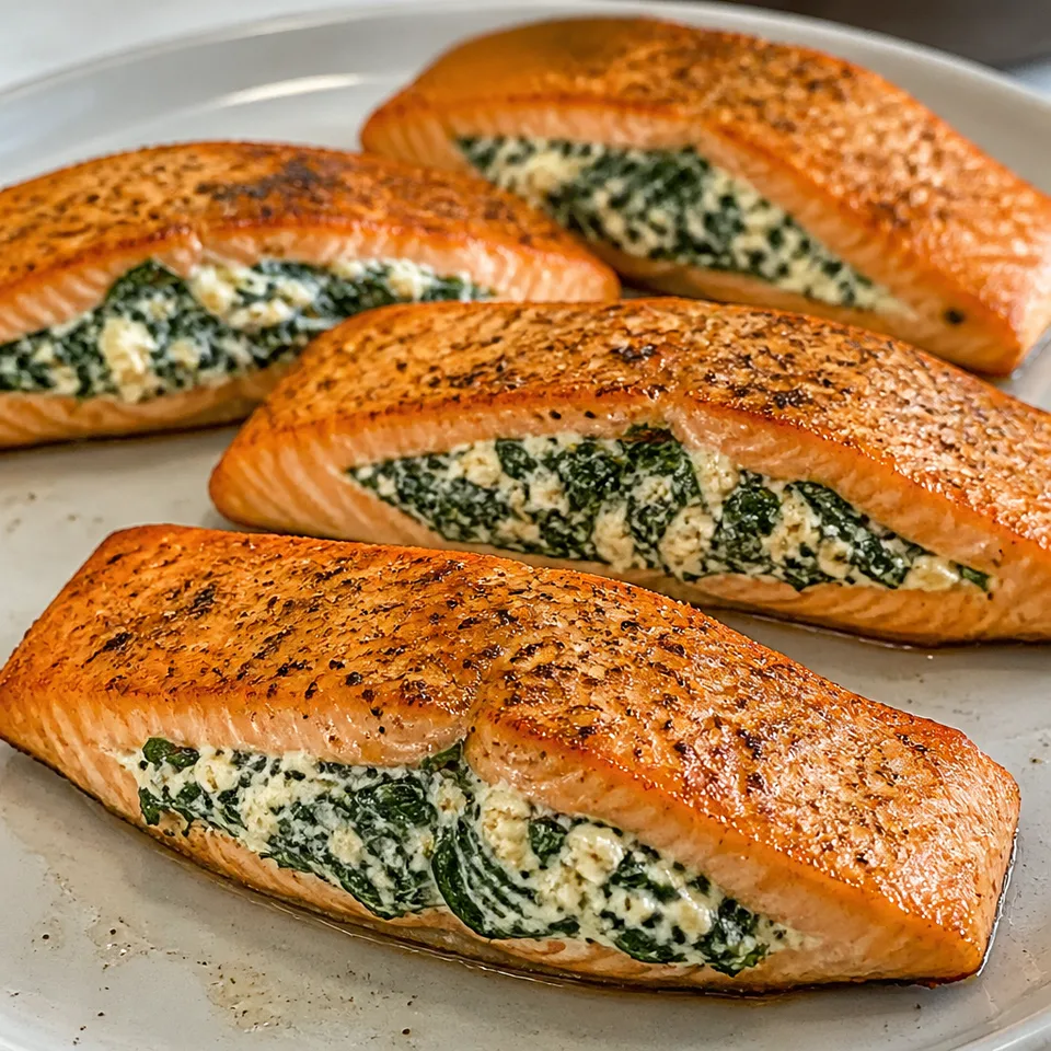 Stuffed Salmon (Creamy Spinach Filling) — serving inspiration