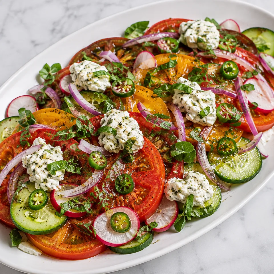 Summer Salad with Herbed Ricotta and Balsamic Vinaigrette — serving inspiration