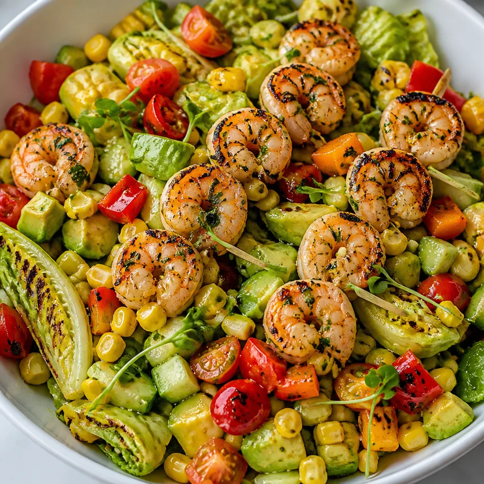 Super Fresh Grilled Shrimp Salad with Honey Mustard Vinaigrette — serving inspiration